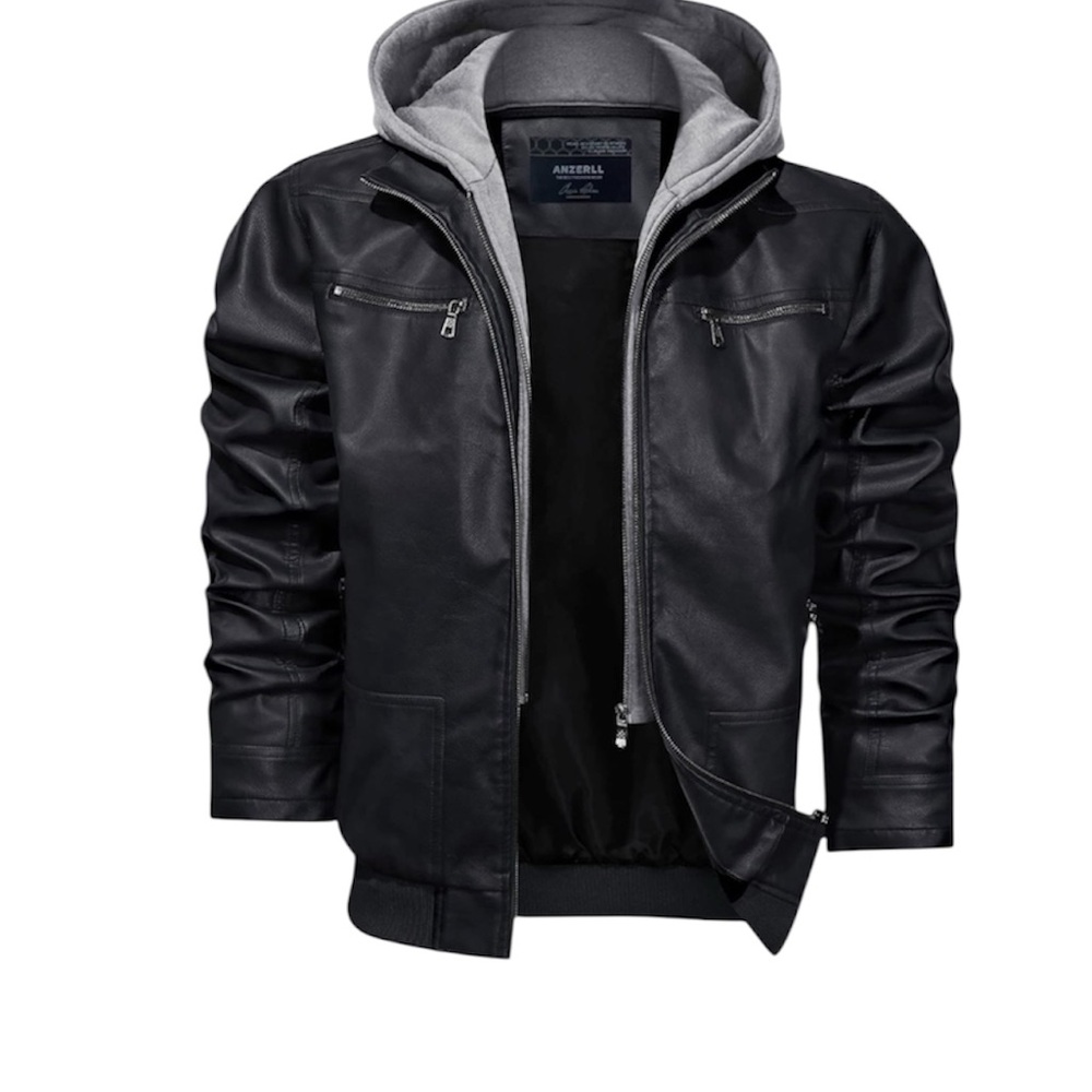 Anzerll Men’s Faux Leather Motorcycle Jacket Casual Slim fit Vintage size 2XL